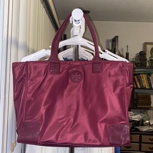 Maroon Tory Burch nylon bag